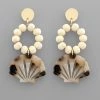 GOLDEN STELLA WOOD BALL & SHELL EARRINGS
