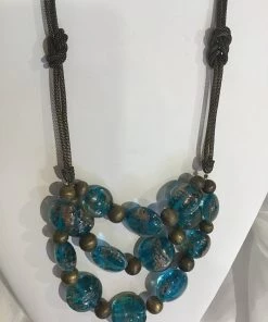C&C NECKLACES BLUE GLASS 3 STRAND NECKLACE 10 C&C NECKLACES BLUE GLASS 3 STRAND NECKLACE