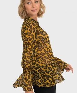 JOSEPH RIBKOFF SHEER POET BLOUSE