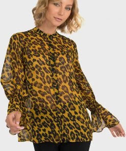 JOSEPH RIBKOFF SHEER POET BLOUSE