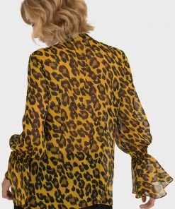 JOSEPH RIBKOFF SHEER POET BLOUSE