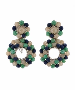 LAVISH COLORS OF THE OCEAN BEADED HOOP EARRINGS